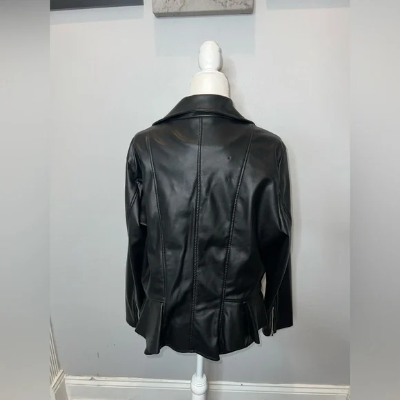 Women’s Jacket (Ashley Stewart Faux Leather Peplum Moto Jacket) - Picture 5 of 5
